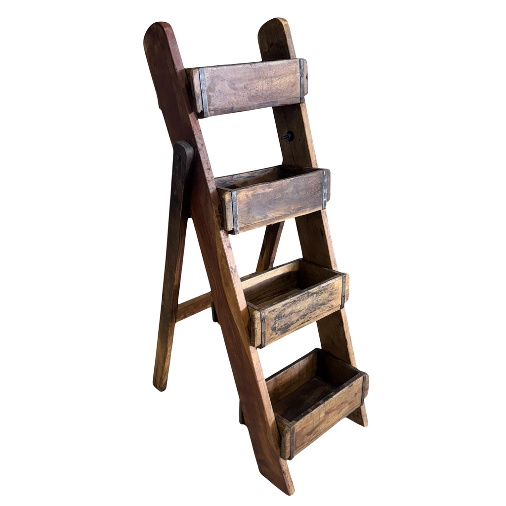 UNC054 Herb Garden Wooden Ladder with Four Single Brick Moulds 48x42x96cms