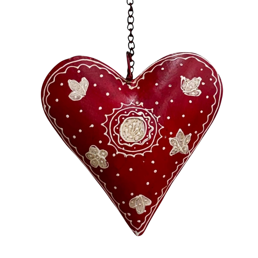 2MB Heart Hanging Solid Red & White 2 Sizes