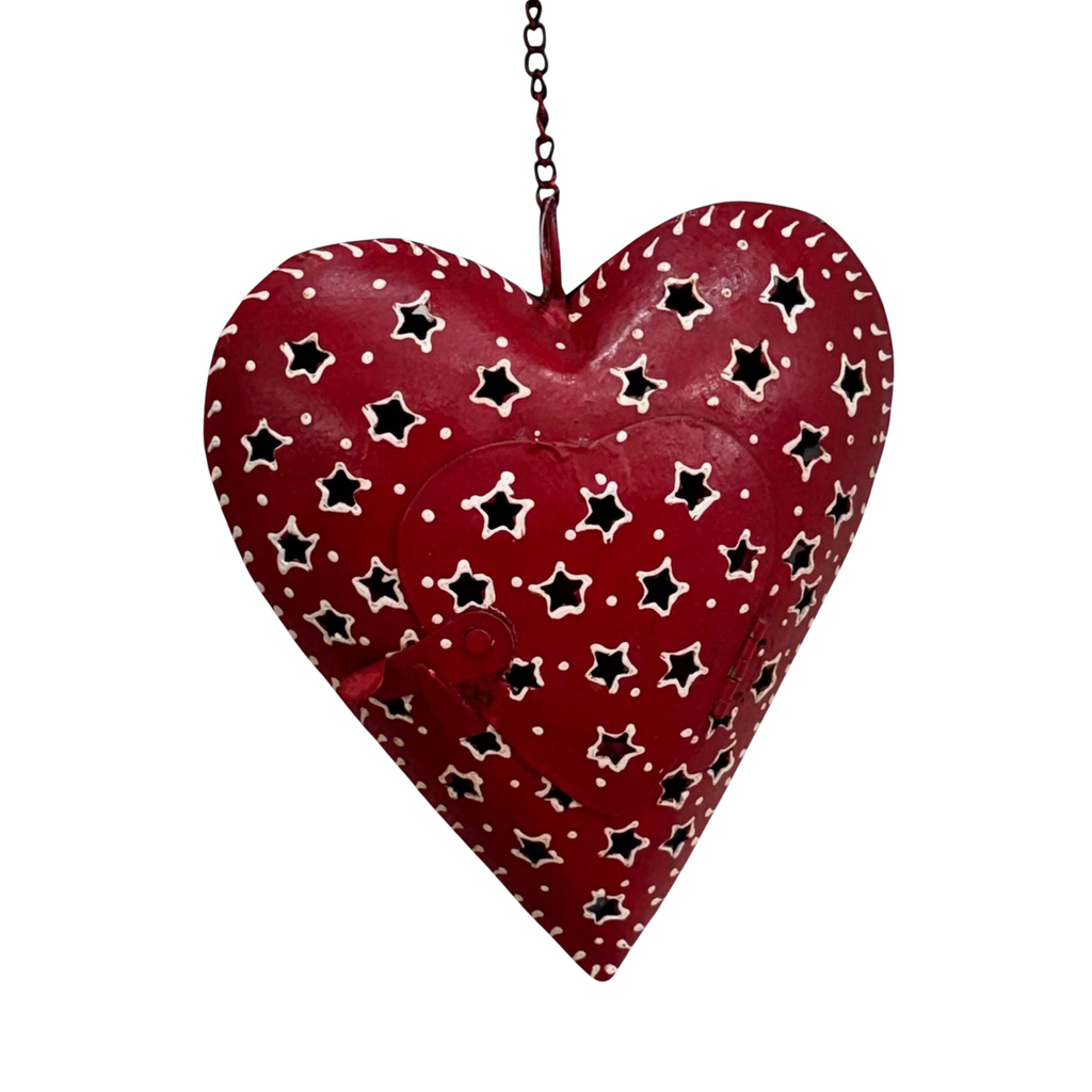 2MB Heart Hanging T Light Red MB119 (18x22x8cms)