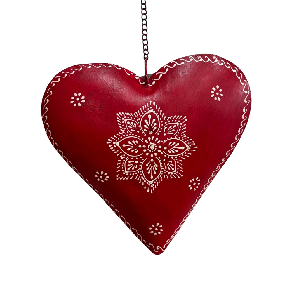 2MB Heart Hanging Solid Red & White 2 Sizes