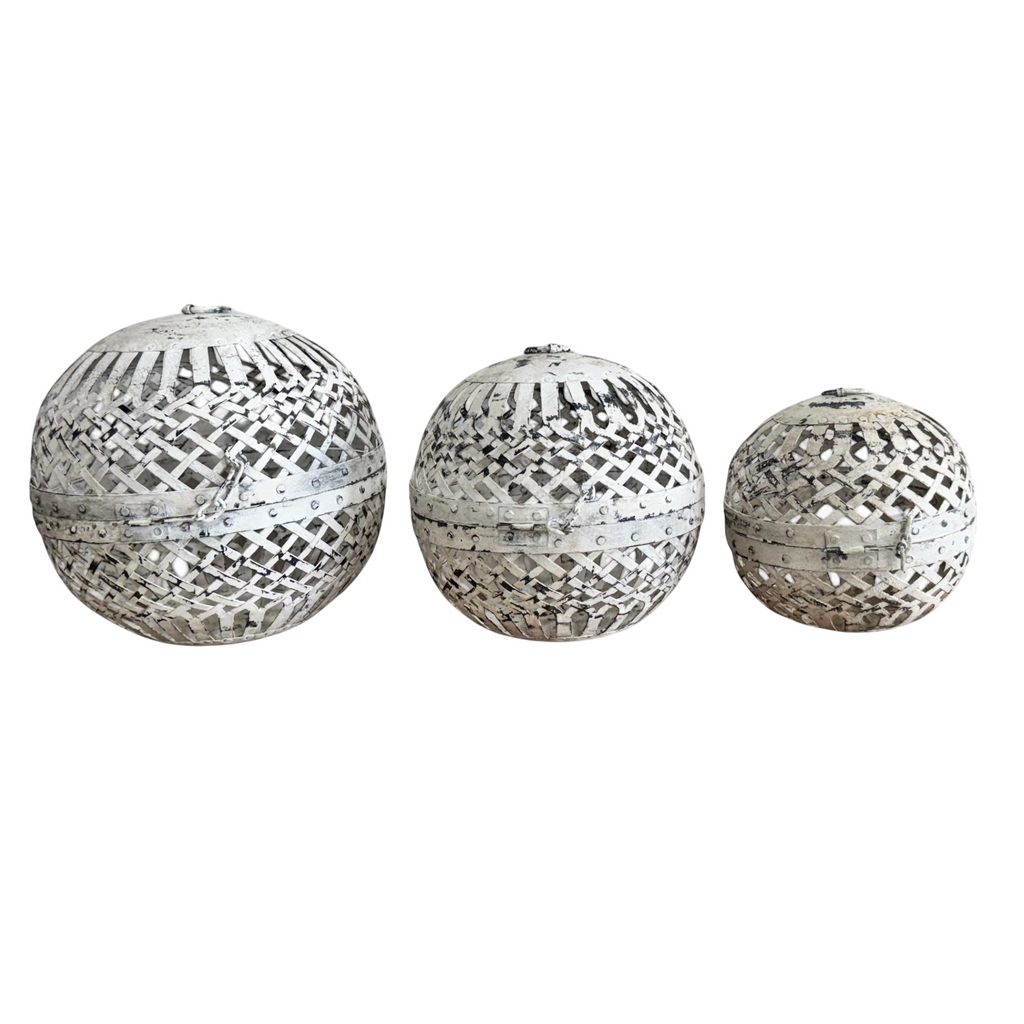 UNC044 Iron pendant lamp shade Whitewash set of 3  (12,10,8 INCH)