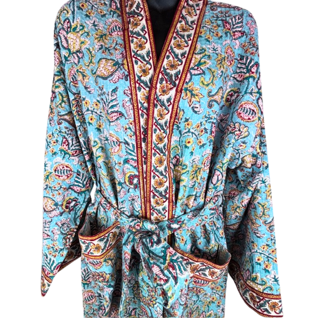 6F Dressing Gown Waffle Material Free Size 2 Colourways