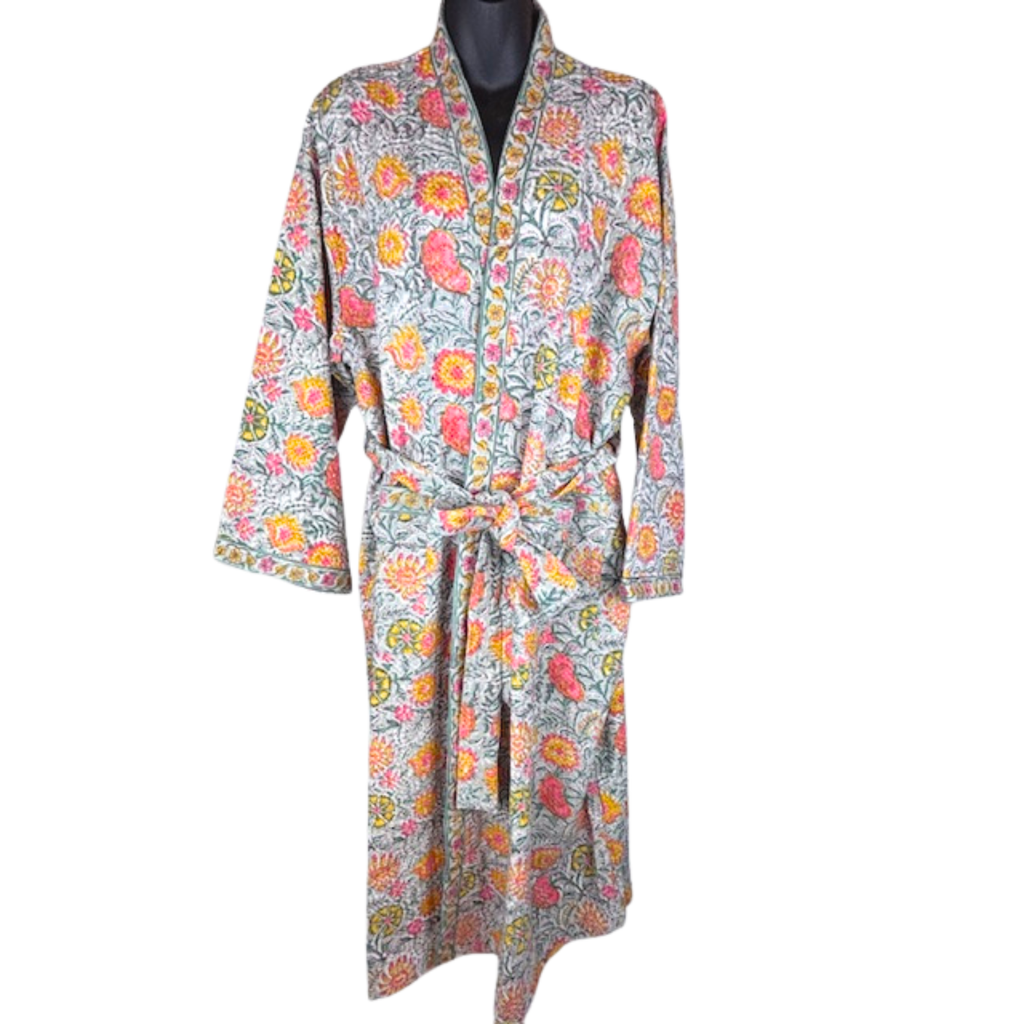 6F Dressing Gown Waffle Material Free Size 2 Colourways
