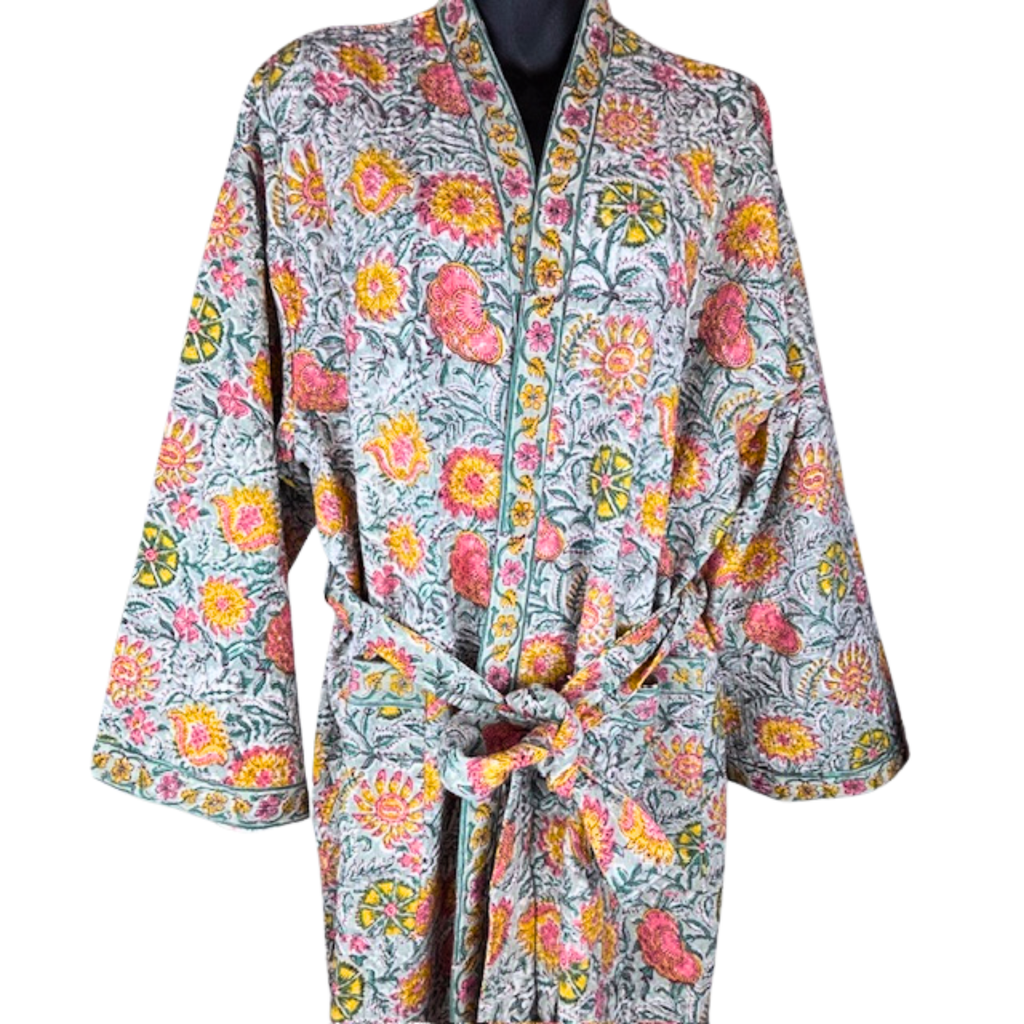 6F Dressing Gown Waffle Material Free Size 2 Colourways