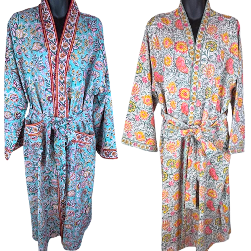 6F Dressing Gown Waffle Material Free Size 2 Colourways