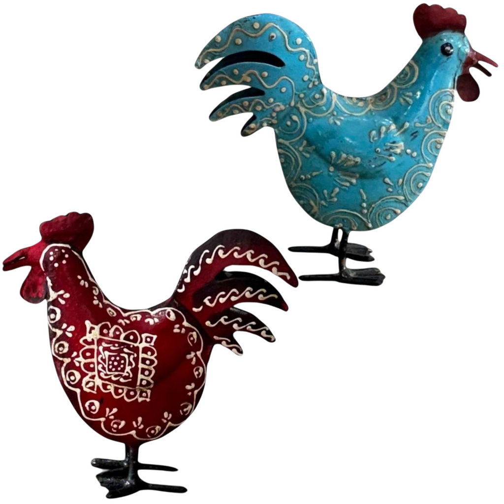 1GW Chickens Hand Painted Metal Small Assorted Colours GW635 (12x5x12cms)