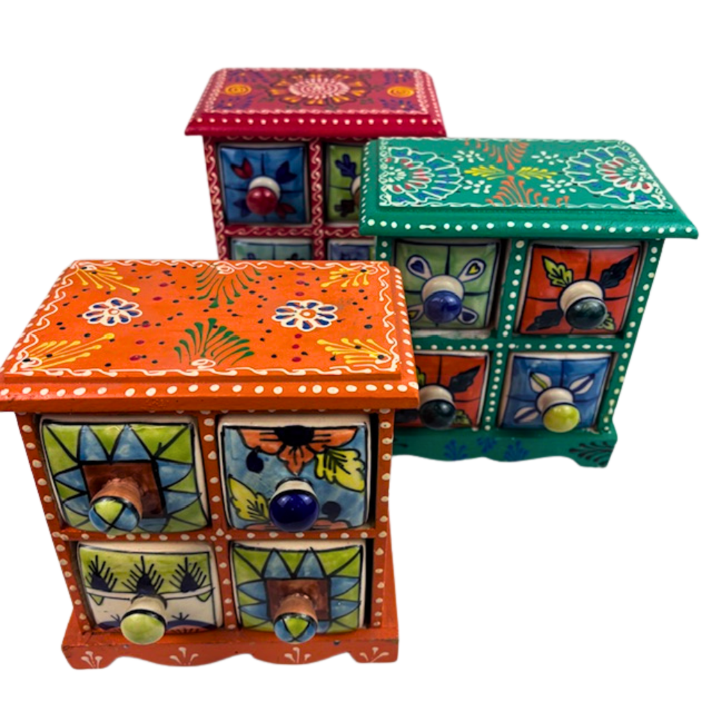 1GW Ceramic 4 Drawer Set 17x12x15cms GW465 Assorted Colours