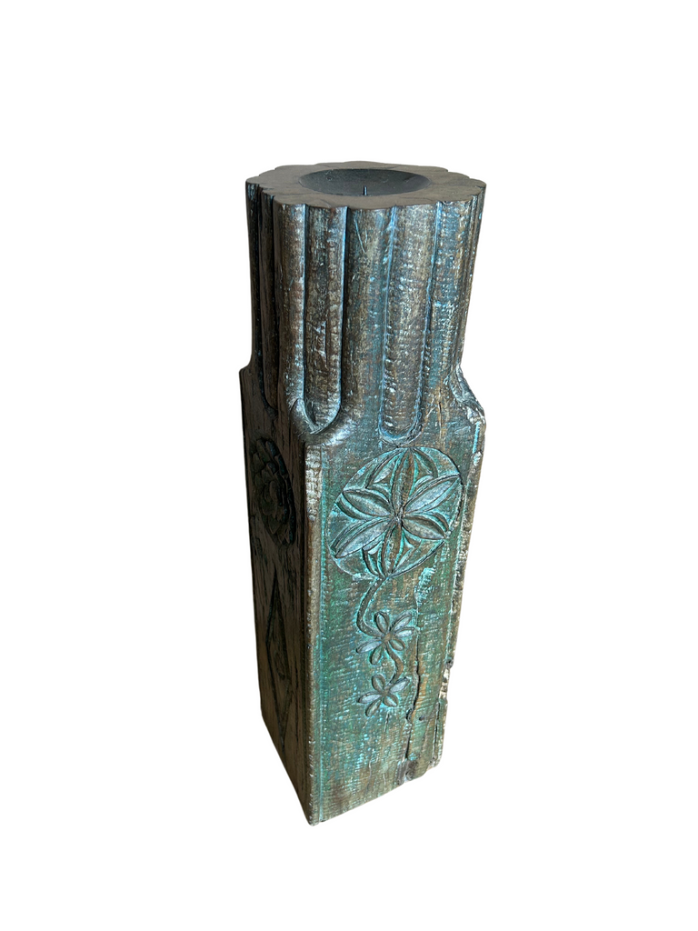 Carved Wooden Garden Candle Holder (20x20x83cms) FUR512