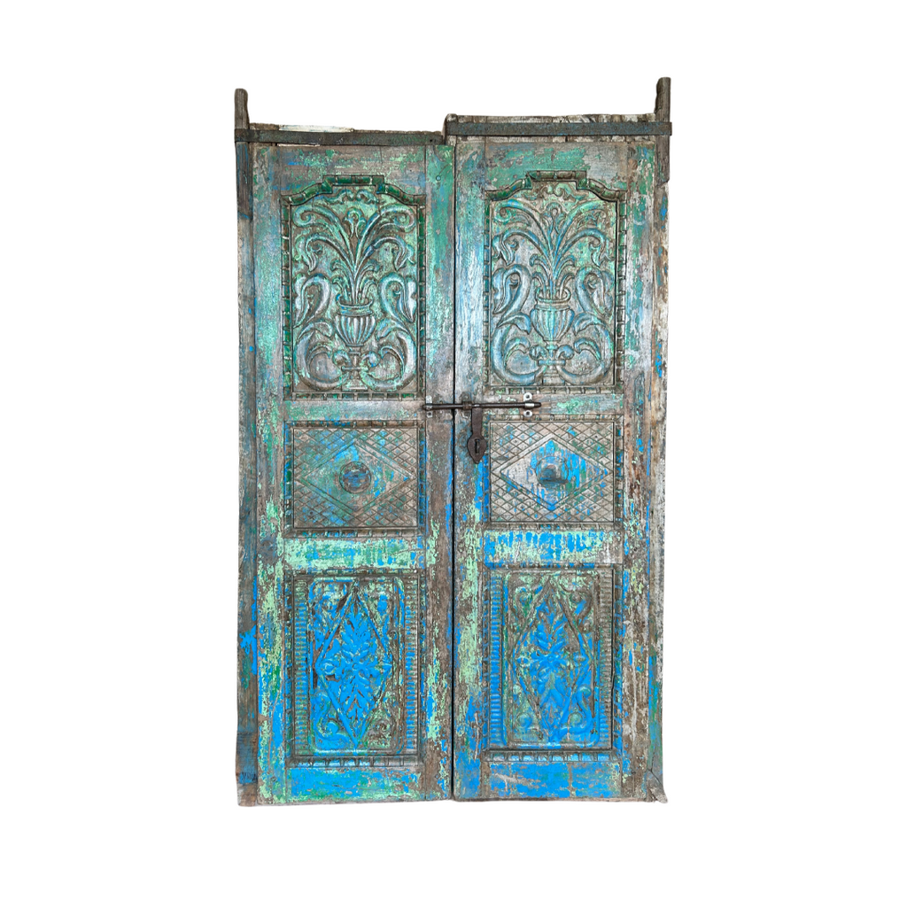 Wooden Doors with Indian Carving (108w 7d 178h) FUR592
