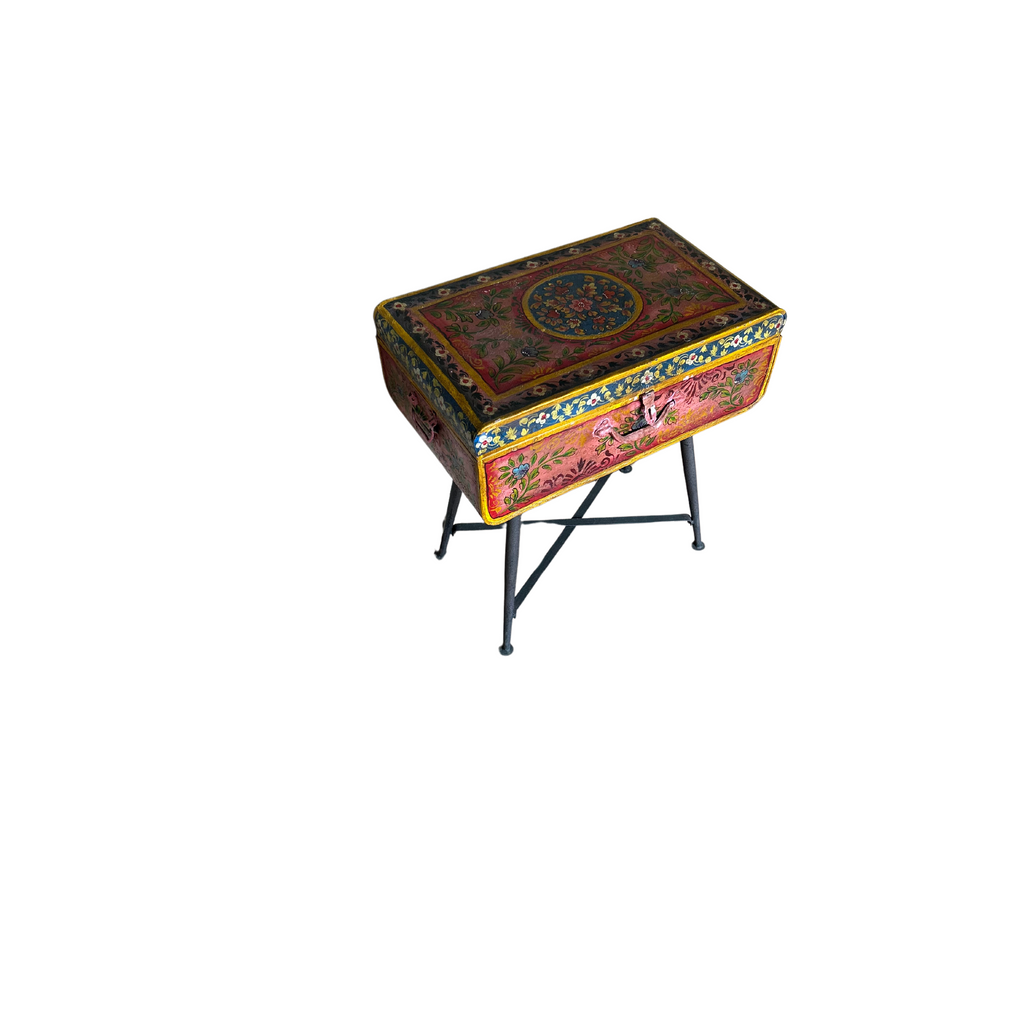 Hand Painted Iron Trunk with Metal Legs (57w 37d 69h) FUR594