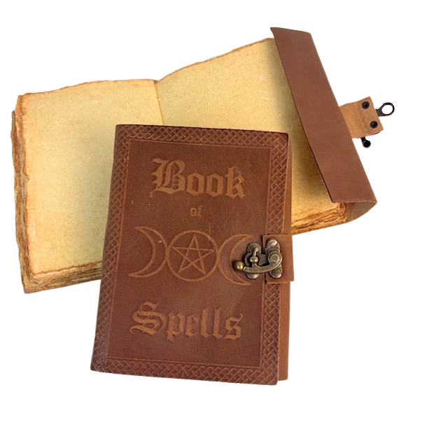 3J114 Leather Journal Book Of Spells 13x18cms 200 pages