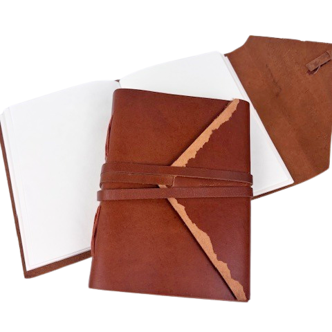 3J078 Raw Edges Wrap Around Leather Journal 13x18cms J078