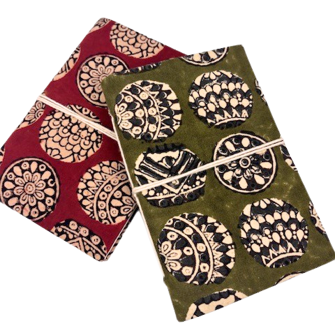 3J Bagru Printed Cotton Covered Notebooks 11x15cms