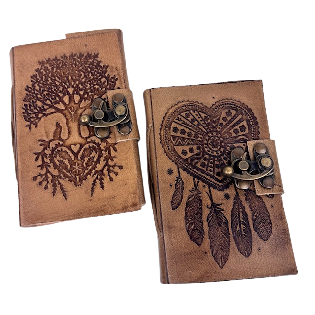 3J Small Leather Journal with metal C lock 7x12cms