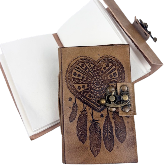 3J Small Leather Journal with metal C lock 7x12cms