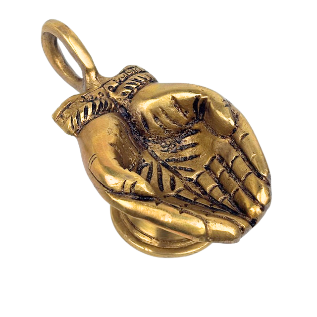 1GW Brass Giving Hands Incense cone holder with handle (11x6x5cms) GW662