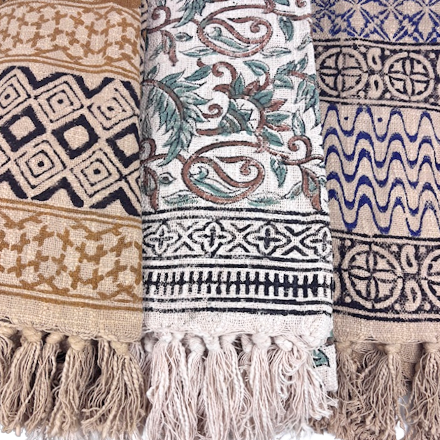 5HW Cotton Hand Blocked Printed Throws 120x160cms