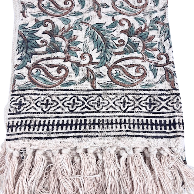 5HW Cotton Hand Blocked Printed Throws 120x160cms