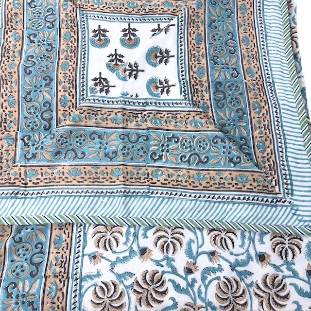 5HW Dohar Hand Block Printed cotton Bedspread 220x270cms HW636