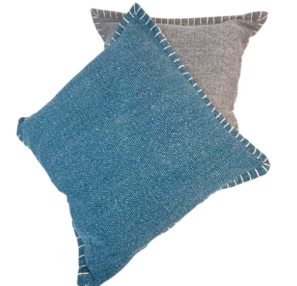 5HW Cushion Non Fading Cotton with Blanket stitched edges Includes Filler Vacuum packed 45x45cms