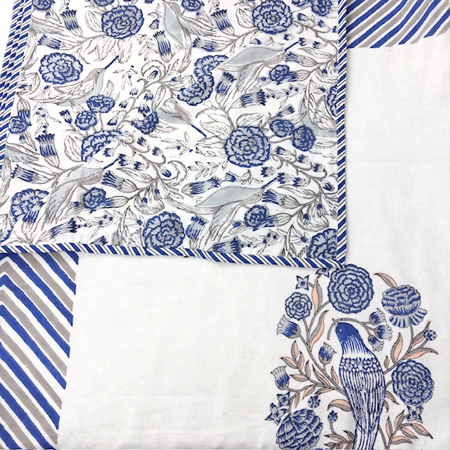 5HW Dohar Hand Block Printed cotton Bedspread 220x270cms HW635
