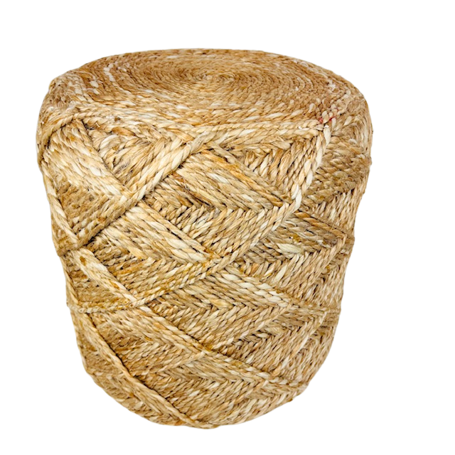 5HW Ottoman with Jute Covering solid base soft top (41x41x41cms) HW659