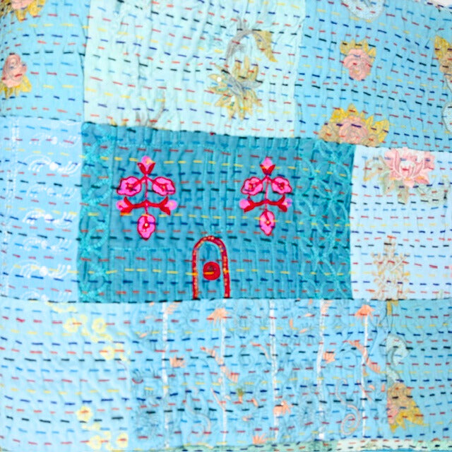 5HW Cotton/Silk Patchwork Kantha Stitched Bedspreads 220x270cms