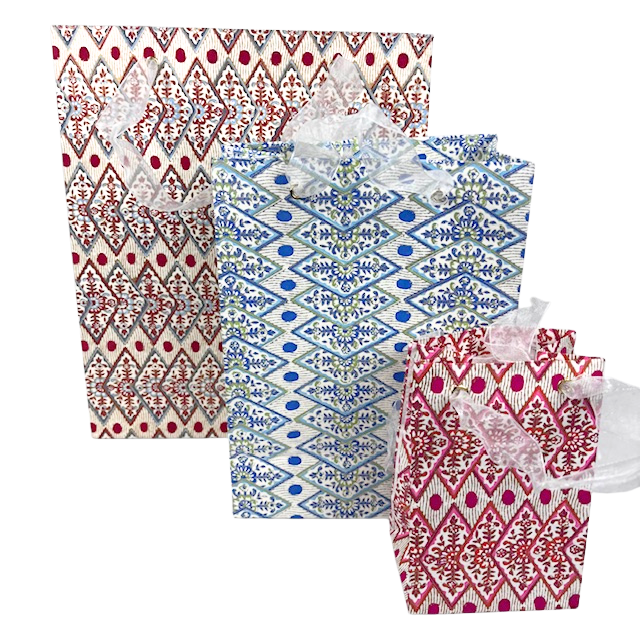 1GW Gift Bags Floral Diamond Design 3 sizes