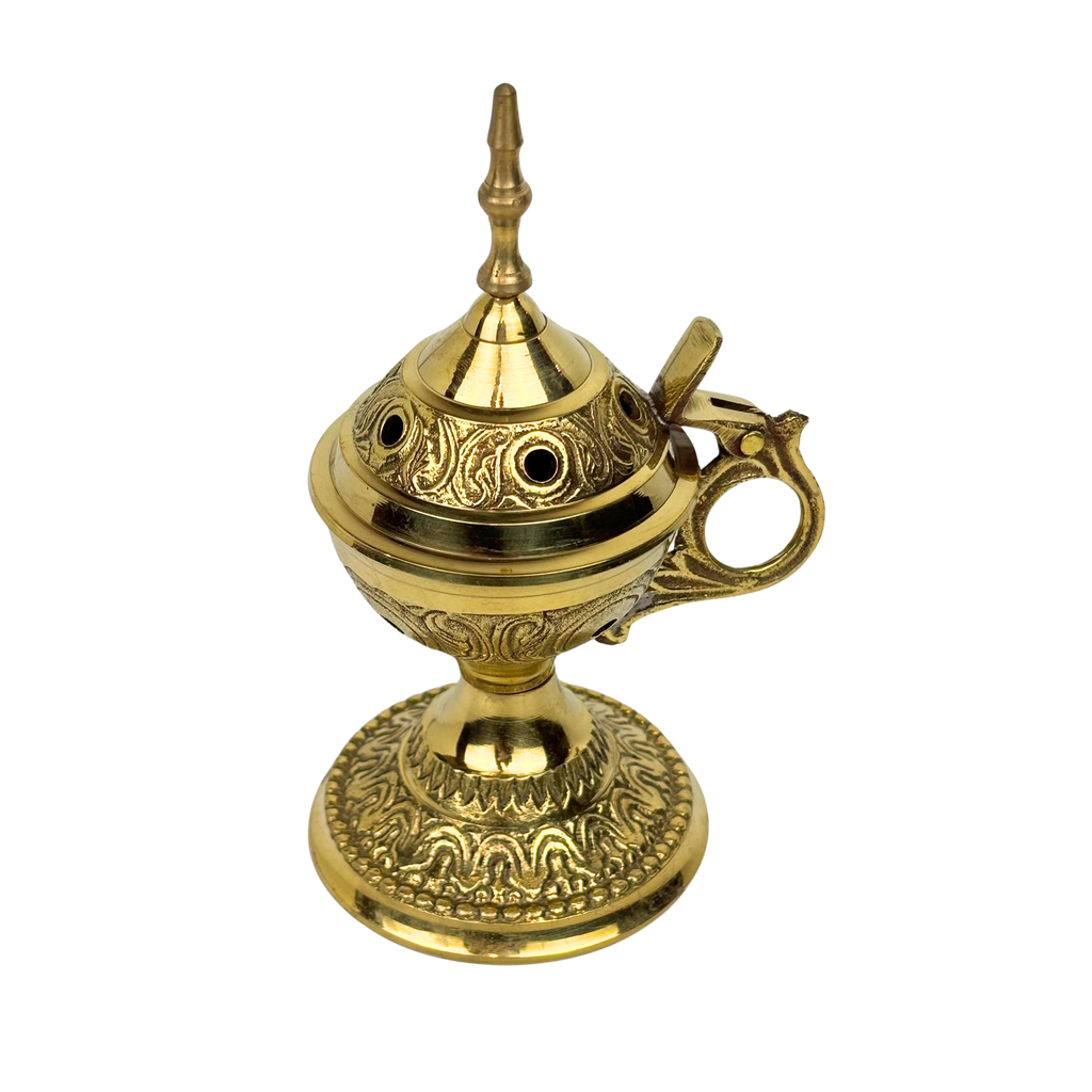 1GW Brass Incense stick and cone holder with handle (14x9x7cms) GW661