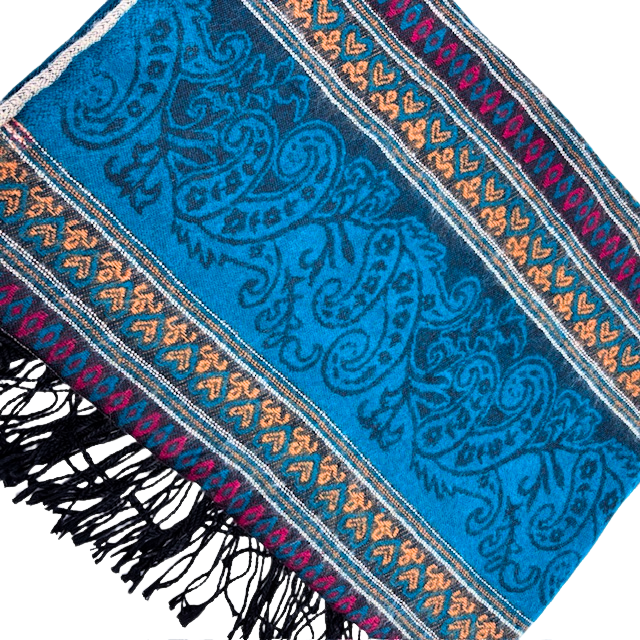 7NEP Himalayan Yak Wool Shawl/Throw Premium Paisley Design 100x200cms