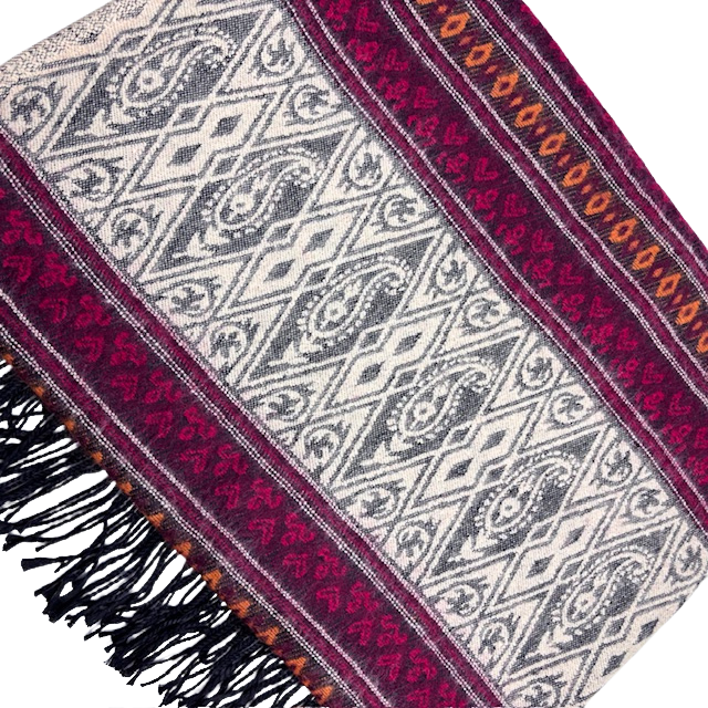 7NEP Himalayan Yak Wool Shawl/Throw Premium Paisley Design 100x200cms
