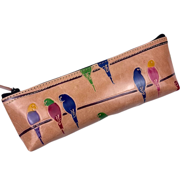 1GW Shanti Leather Pencil Case Parrots