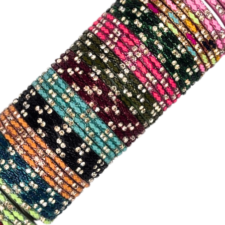 8JA Indian Bracelets Plastic Assorted Bling Colours 3 sizes Pack of 4