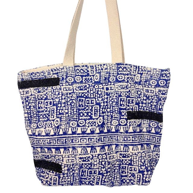 6F238 Tote Bag 100% Cotton With Hand Block Printed 50x30x15cms