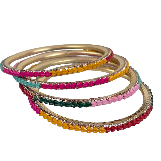 8JA Indian Bracelets Gold Plated MULTI 3 sizes Pack of 4