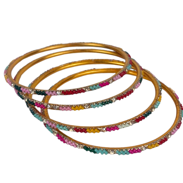 8JA Indian Bracelets Gold Plated MULTI 3 sizes Pack of 4