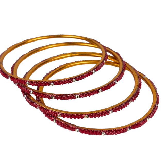 8JA Indian Bracelets Gold Plated RED 3 sizes Pack of 4