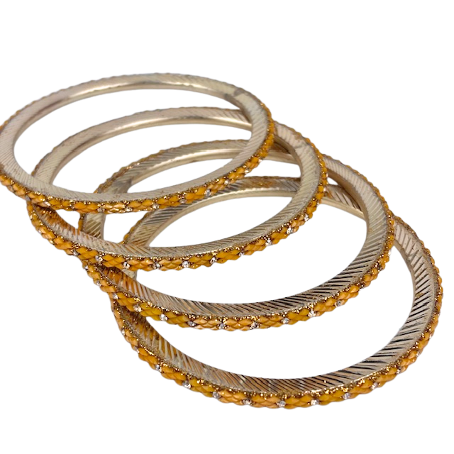 8JA Indian Bracelets Gold Plated GOLD 3 sizes Pack of 4