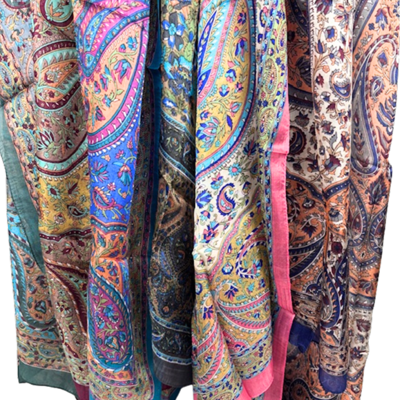 6F231 Fine Silk Scarves Pack of 10 Different Colours 50x180cms