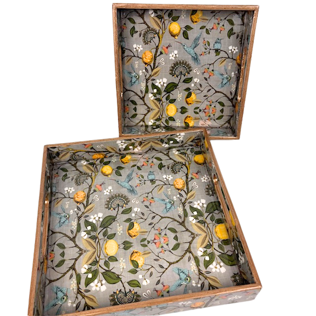 1GW Serving Tray Flowers and Bird 2 sizes