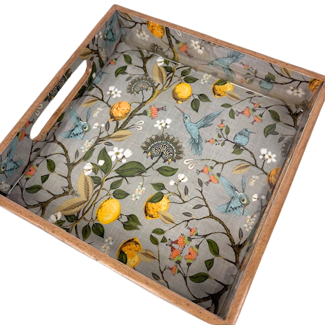 1GW Serving Tray Flowers and Bird 2 sizes