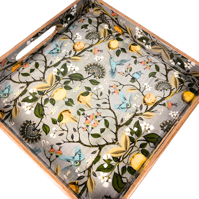 1GW Serving Tray Flowers and Bird 2 sizes