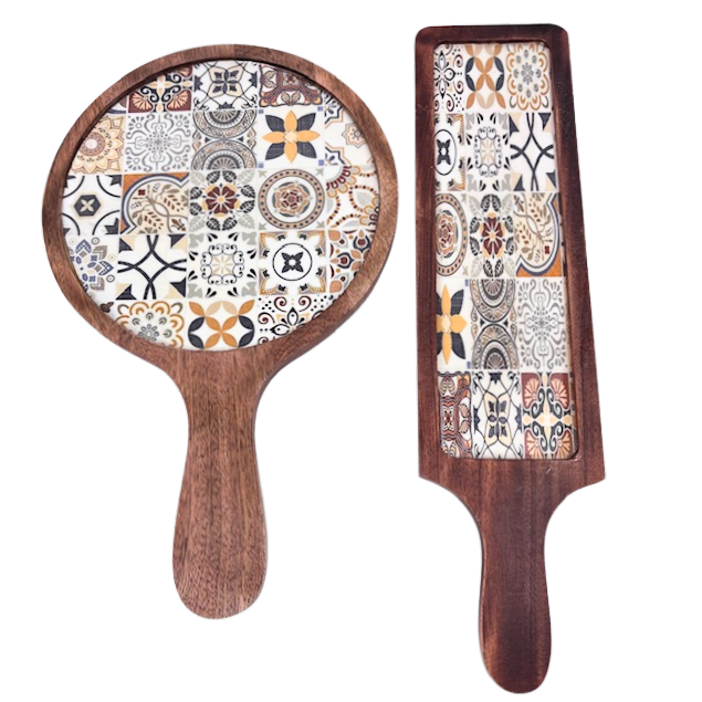 1GW Platter Tray's Indian White Designs