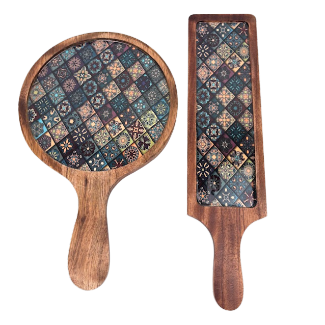 1GW Platter Tray's Indian Teal Designs