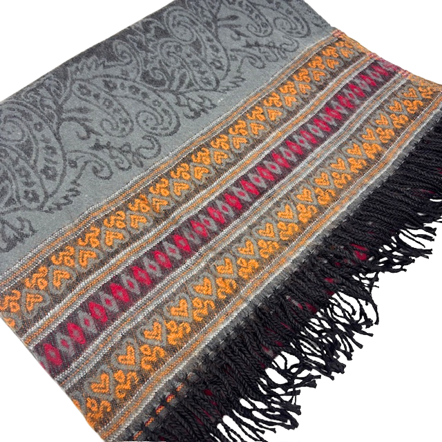 7NEP Himalayan Yak Wool Shawl/Throw Premium Paisley Design 100x200cms