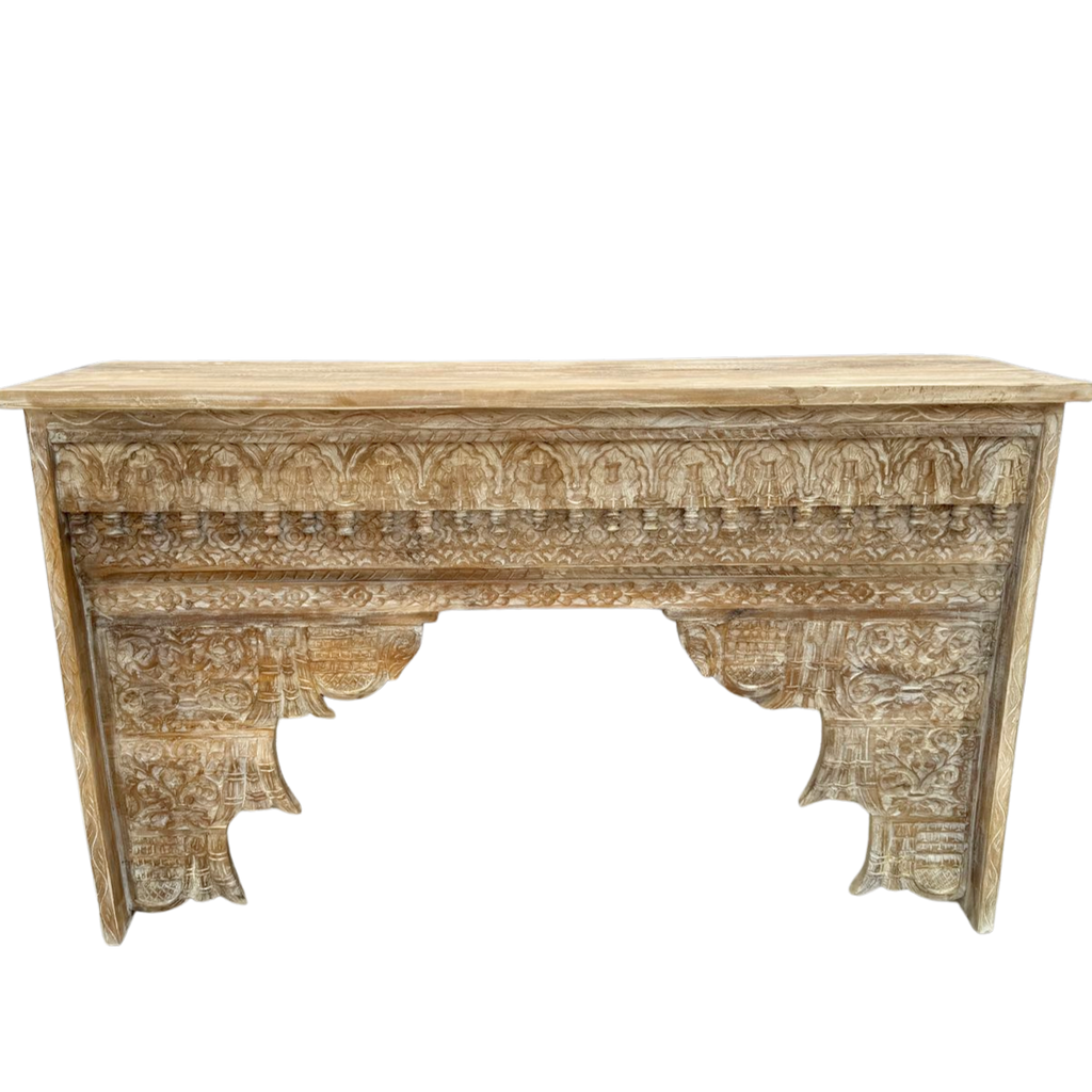 FUR669 Wooden Console Table with Intricate Carving (153w x 41d x 76h cms)