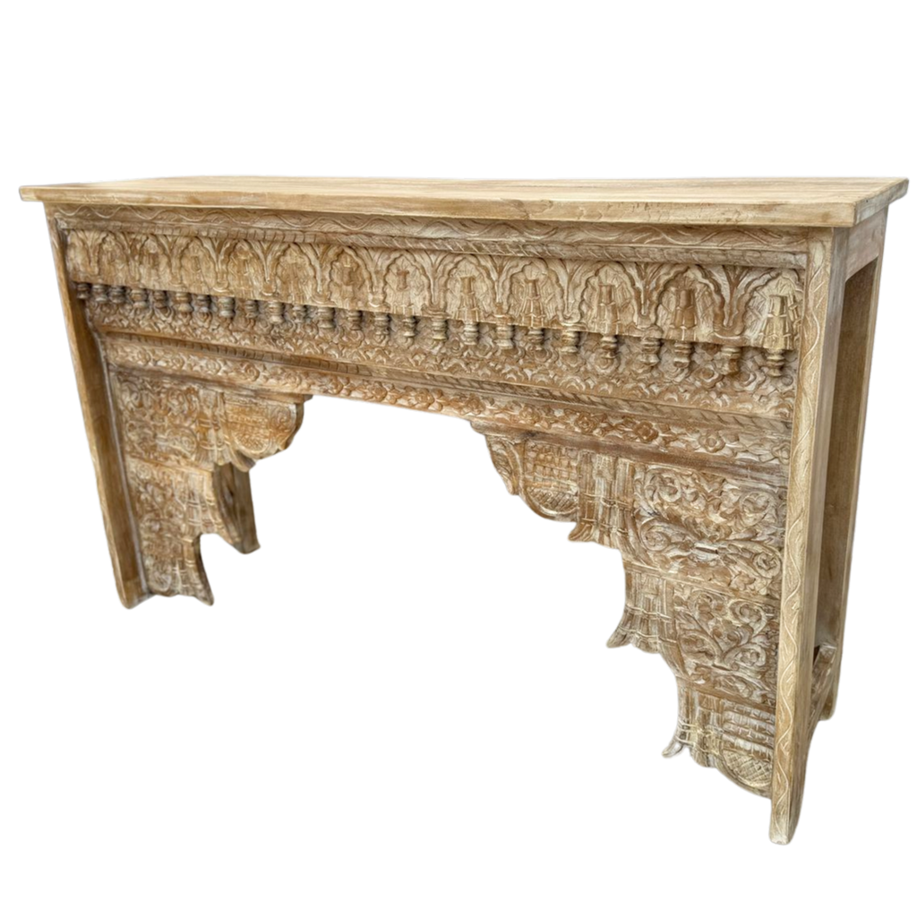 FUR669 Wooden Console Table with Intricate Carving (153w x 41d x 76h cms)