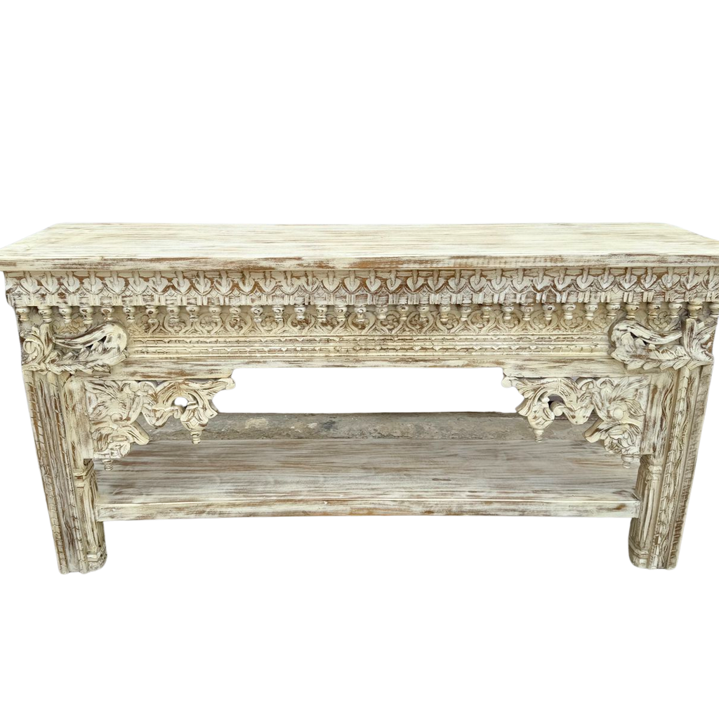 FUR671 Wooden Console Table with Intricate Carving (150w x 40d x 75h cms)