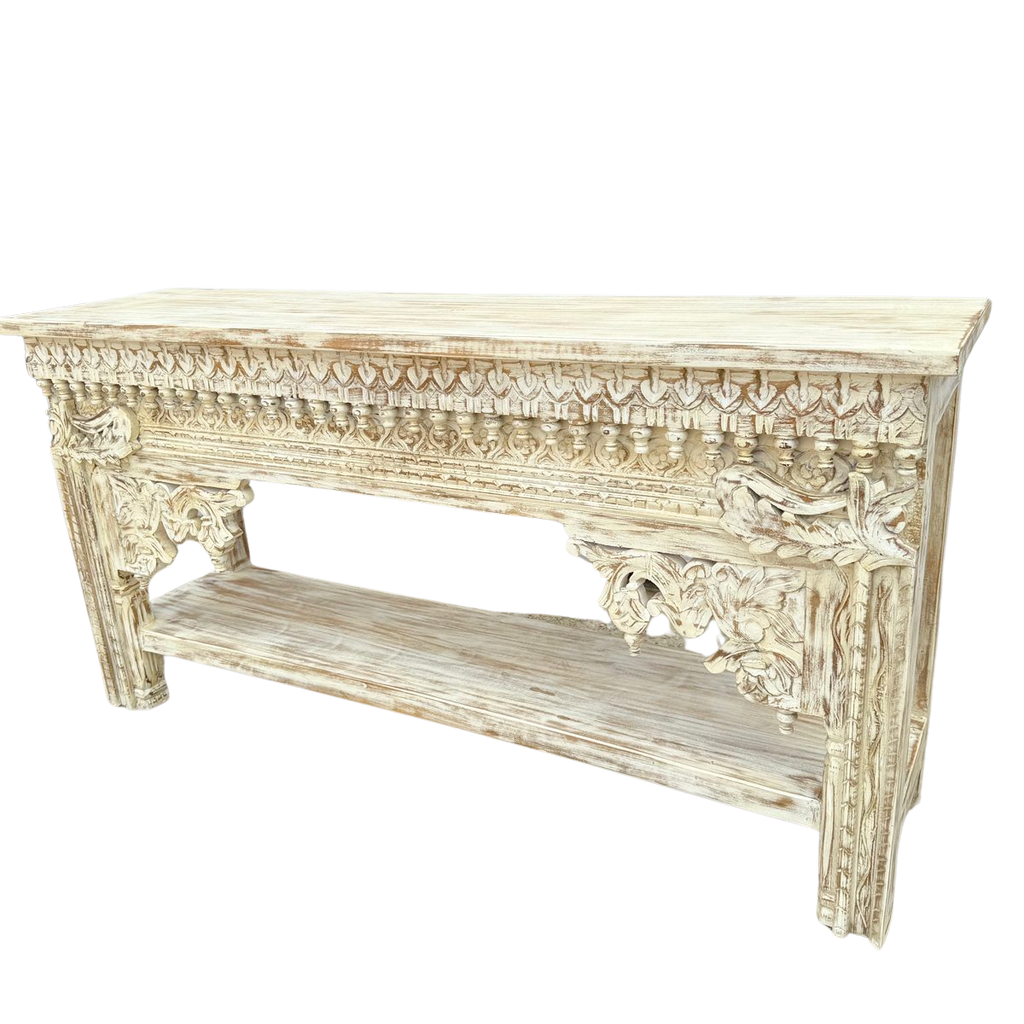 FUR671 Wooden Console Table with Intricate Carving (150w x 40d x 75h cms)