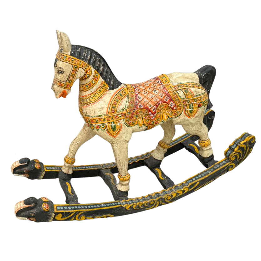FUR646 Wooden Rocking Horse Hand Painted (105w x 30d x 77h cms)